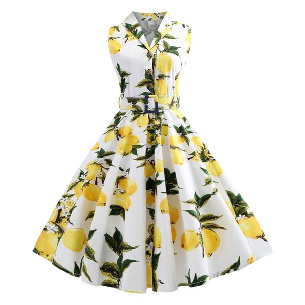 

женщины женщины урожай дамы досуг ретро вскользь печать отворотом шеи опоясанный пуговицы рукавов тонкий багги свинг платье, Black;gray