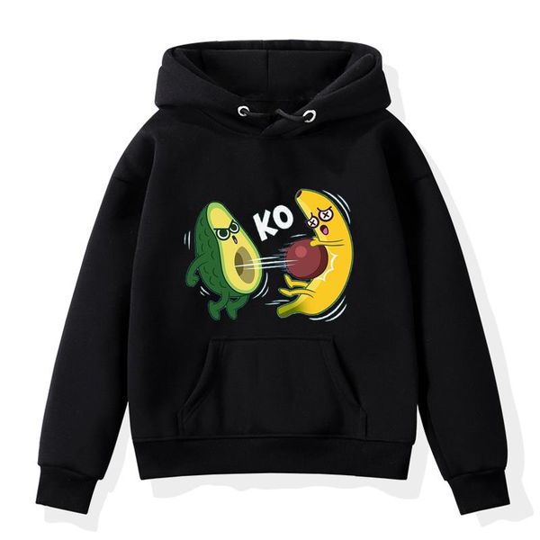 

avocado funny tracksuits children's hoody jackets kids clothing hoodie printed streetwear pullover sweatshirts out-coat children cnrpr, Black