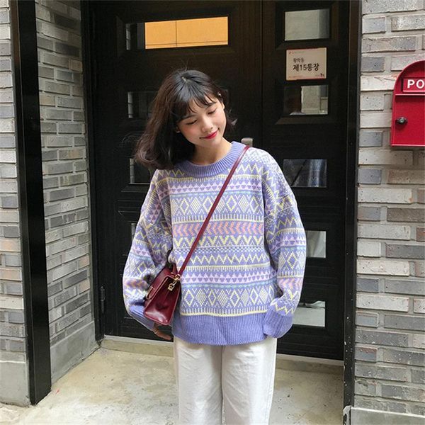 

retro colorblock geometric sweater1, White;black