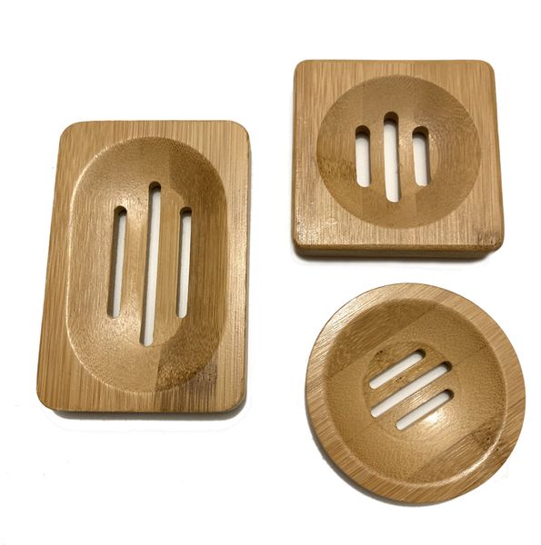 

natural bamboo soap dish simple holder rack plate tray bathroom case 3 styles