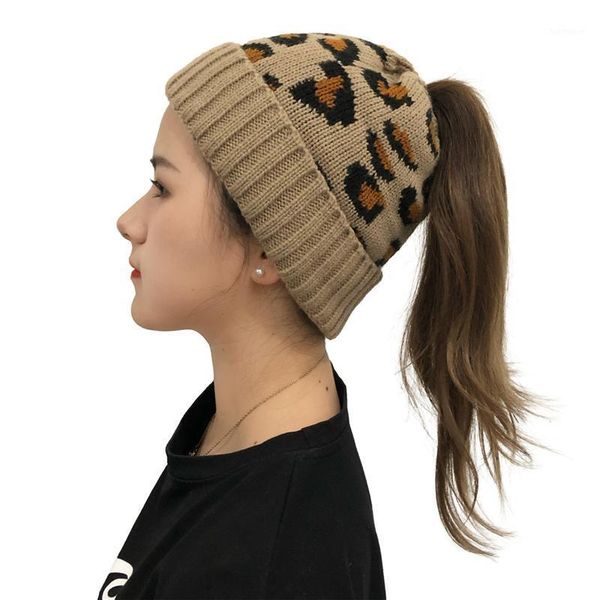 

new knitted ladies woolen hat winter warm hat fashion leopard female beanies brimless thermal cap1, Blue;gray