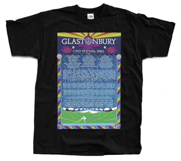 

glastonbury плакат cnd фестиваль 1986 the cure black 3xl tops summer прохладный смешные top plus размер спорт толстовка с капюшоном толстовк
