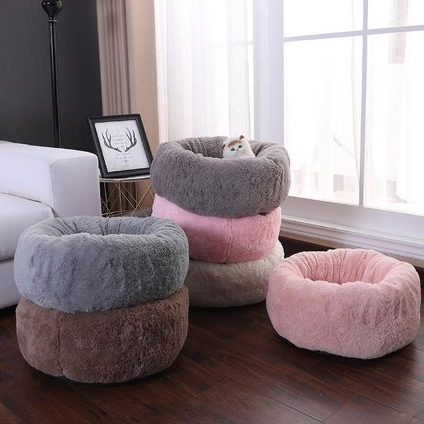 

cat beds & furniture puppy pet dog soft warm nest kennel bed cave plush round for cats or small dogs house with pillow1