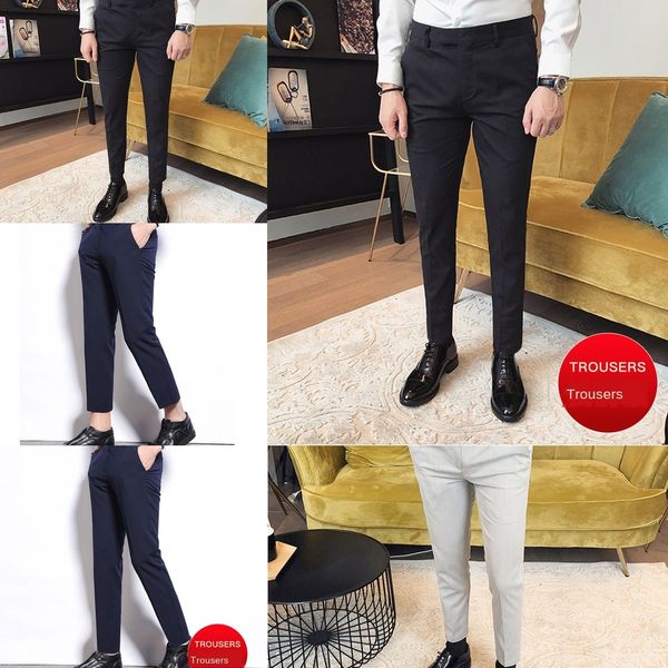 

capris men's small trousers slim small feet increase size -fen ku fen ku 9 pants fat fat autumn business suit 9 cents pants gevej, Blue