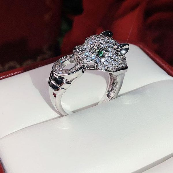

explosive money animal leopard ring neutral personality twinkle superior quality celebrity love rings eyes inlaid with green crystal punk, Golden;silver