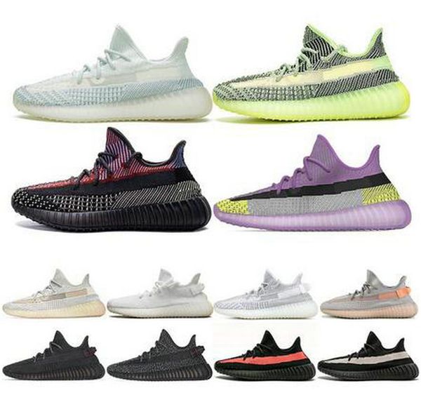 

2020 cloud white kanye west 3m reflective running shoes static black glow clay zebra mens sneakers womens trainers sports size 36-45
