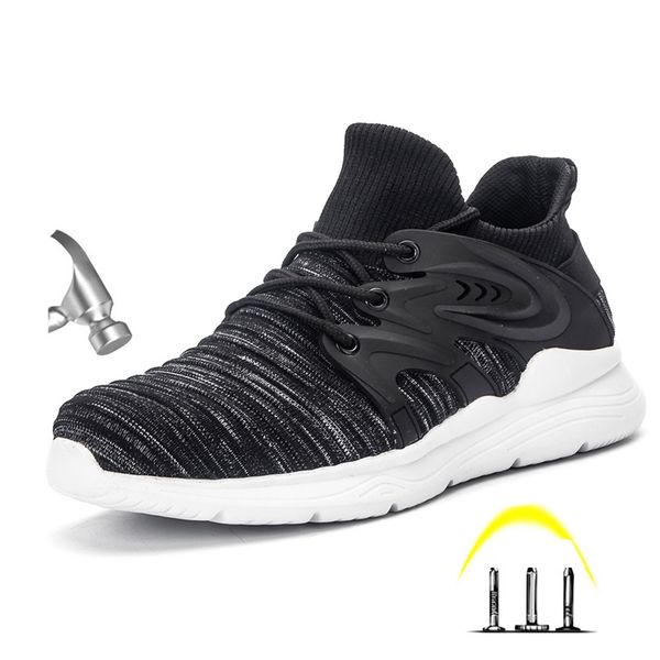 

plus size men's steel toe cap protective work boots shoes outdoor anti smashing shoes men puncture proof safety shoes sneakers y200915, Black;brown