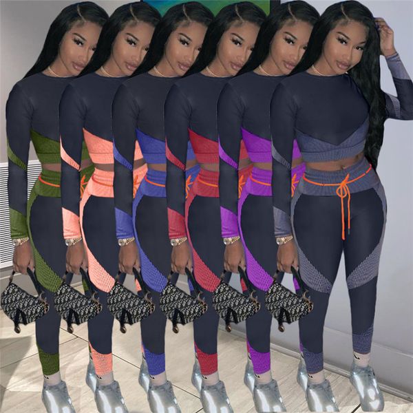 

designers women tracksuit matching printed long sleeve shirts +leggings pants two piece suit clothing casual sport outfits s-2xl f92906, Gray