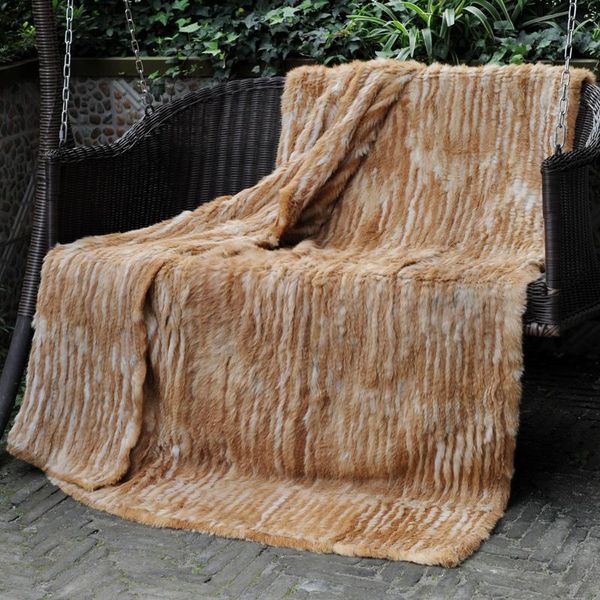 

cx-d-10q custom 150*200cm natural colour knit fur throw blanket for bedroom