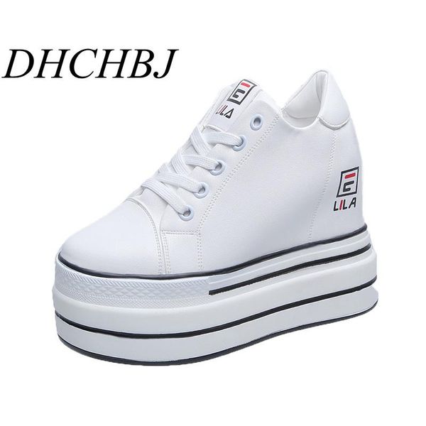 

2021 new women platform casual shoes pu breathable wedge heels shoes 10cm autumn thick sole sneakers woman deportivas mujer, Black