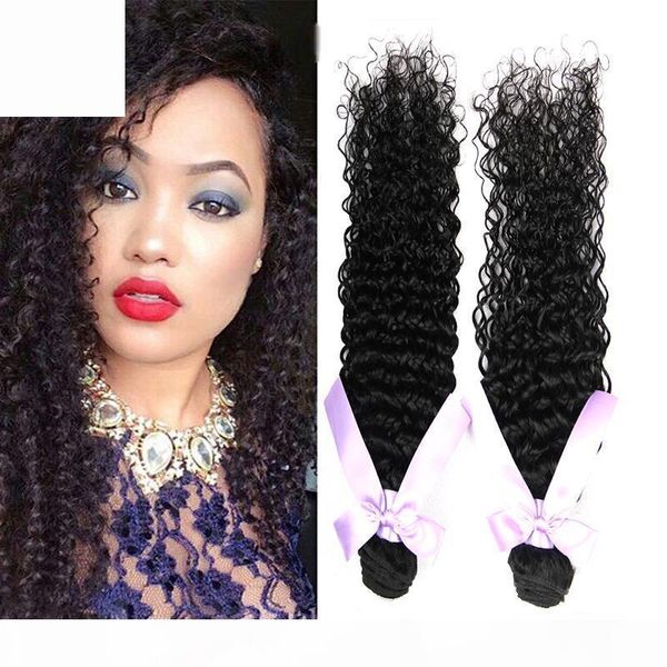 

kinky curly afro kinky curly human hair weaves 1b color 100g pcs indian malaysian mongolian peruvian brazilian virgin human hair extensions, Black