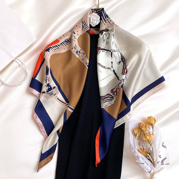 

silk small square women's versatile scarves, classic thin scarves in spring autumn, multi-functional shawls and, Blue;gray