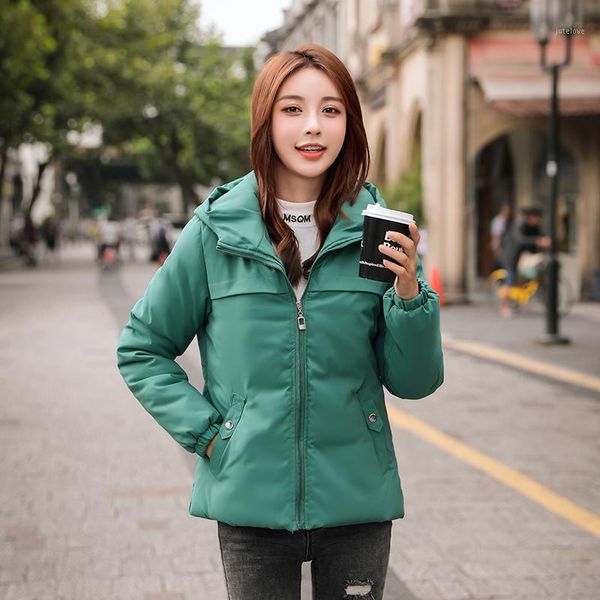 

5 colors women winter down coat solid hooded short down jackets padded autumn female puffer casual1, Black