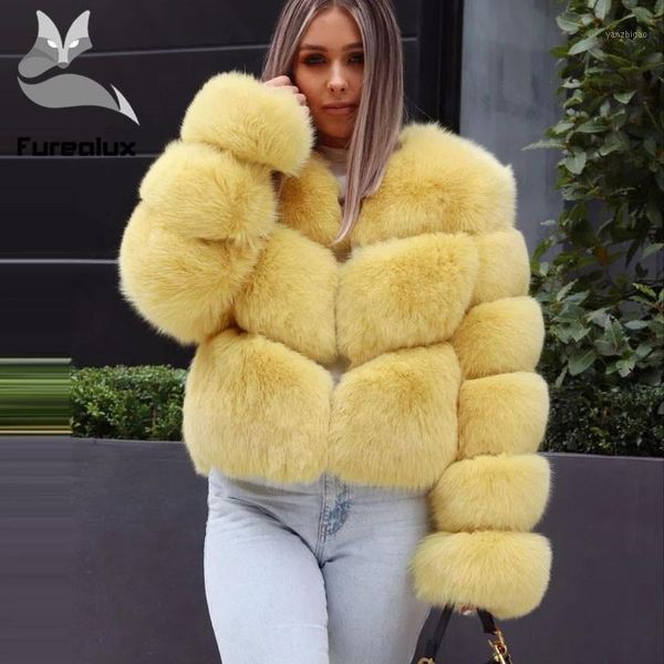 

2020 new real fur coat short style for women yellow thick winter fur full sleeve o-neck outwear jackets1, Black