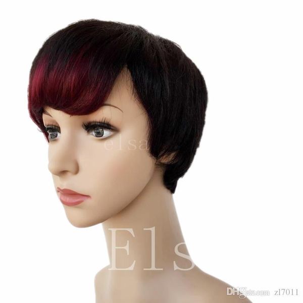 

bob style wave ombre bungundy none lace front wig short bob glueless lace front human hair wig full lace wig for black women, Black;brown