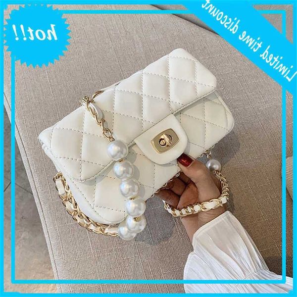 

coated pearl chain pu learn effects colour crossbody bags for women 2021 fashion small shoulder bag women's handbags and wallets