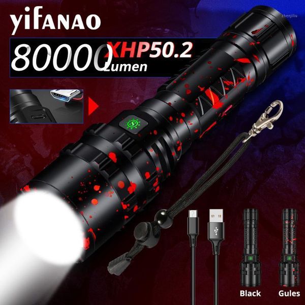 

xlamp 5000lm xhp50.2 led hunting flash light l2 waterproof torch powerful camping lanterna use 18650 26650 battery1