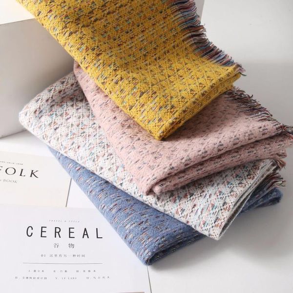 

2020 new style thick fashion soft warm lady colorful tartan plaid winter long women color cashmere scarves, Blue;gray