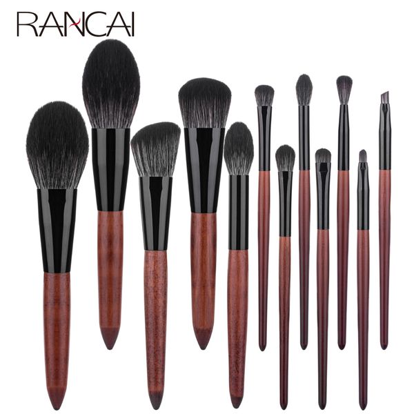 

rancai 12pcs makeup brushes set foundation powder blush eyeshadow sponge brush soft wool fiber hair cosmetic tools 201007