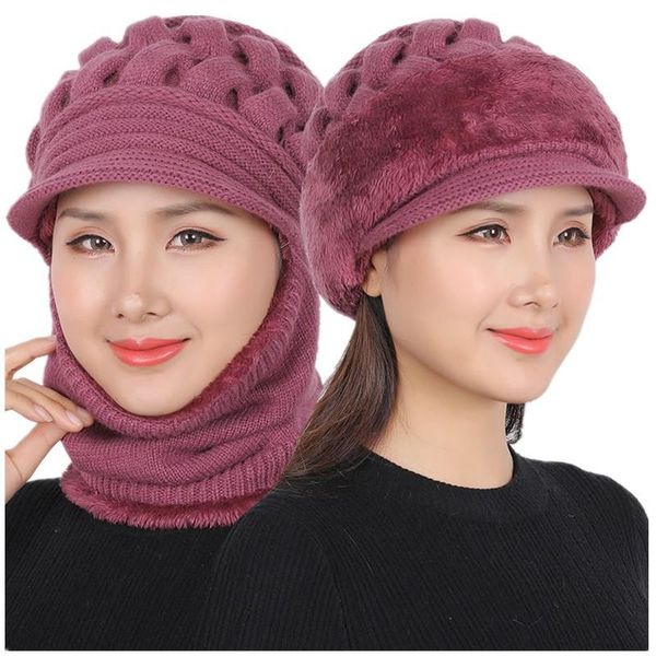 

beanie/skull caps 2021 coral fleece winter hat beanies women's scarf warm breathable wool knitted women double layers protection, Blue;gray