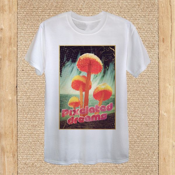 

pixelated dreams' writing mushrooms t-shirt 100% cotton women street wear fashion tee shirt sport hooded sweatshirt hoodie