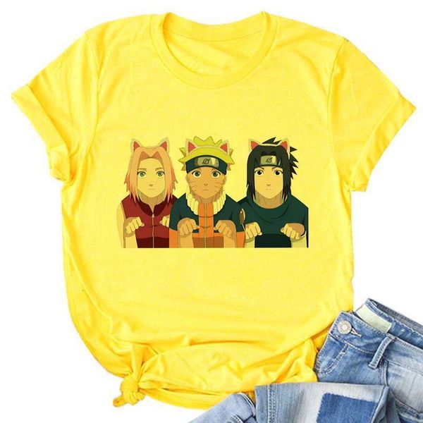 

kawaii naruto three good friends t shirt women summer harajuku japanese anime funny vogue tshirts streetwear t-shirt female, White