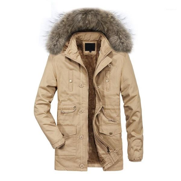 

winter cotton padded jackets men big fur hooded warm wadded fleece overcoat fashion male thickening parkas outerwear man au-1311, Black