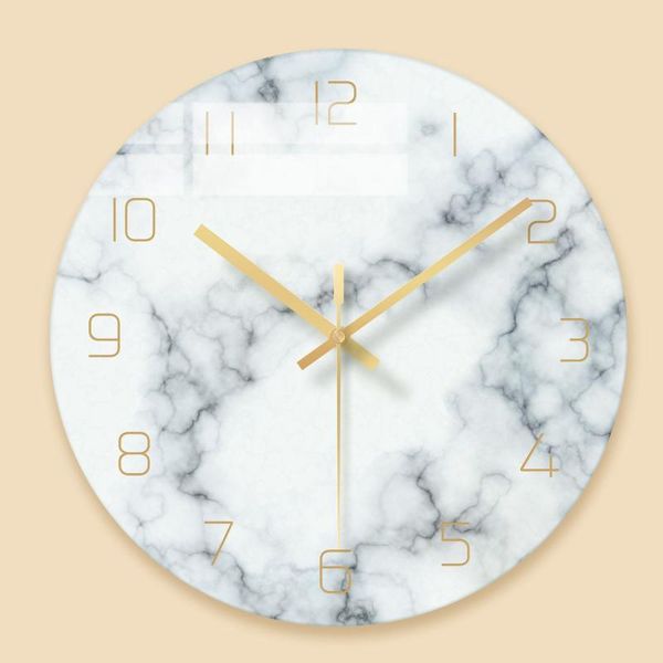 

nordic glass marble texture wall clock home decor modern minimalist silent art clock creative living room fashion clocks