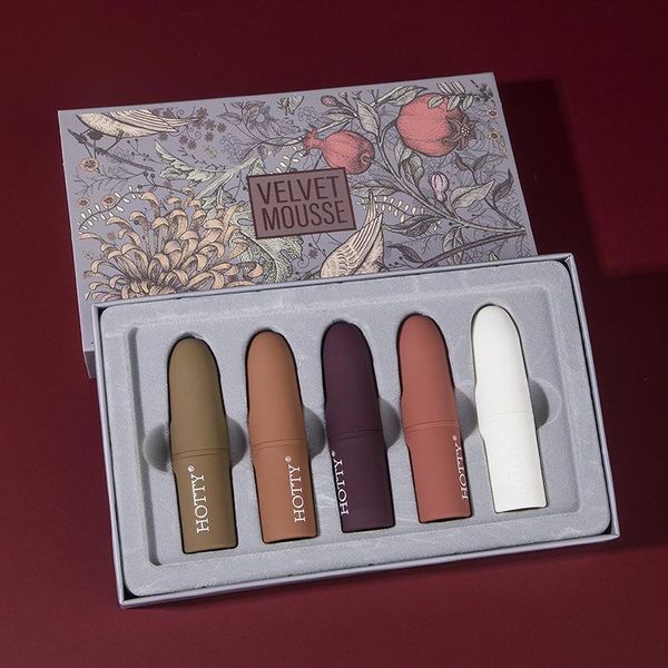

love velvet mousse lipstick gift box fog surface silky women's xue sheng kuan extended moisturization lipstick 5 pack live with