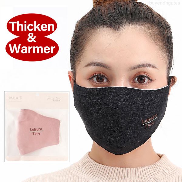 

2020 new designer women girl winter fashion mask embroidered mask dust proof outdoor warm cotton mask reusable washable winter mouth cover