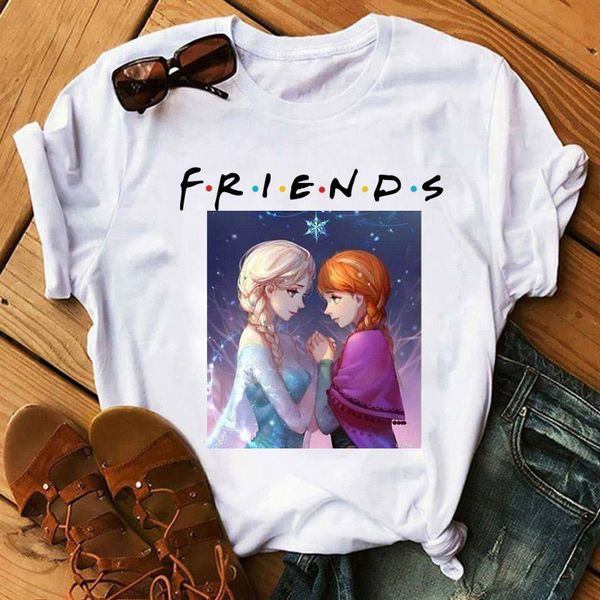 

friends printed women t shirt summer women short sleeve leisure tee casual ladies female t shirts plus size woman clothes, White