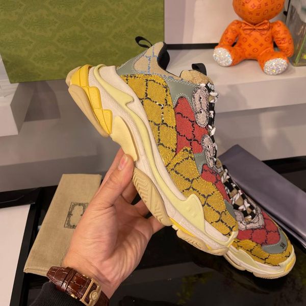 

designer women casual shoes men hacker project triple s sneakers rhyton sneaker cooperate thick trainers multicolor letter printing platform, Black