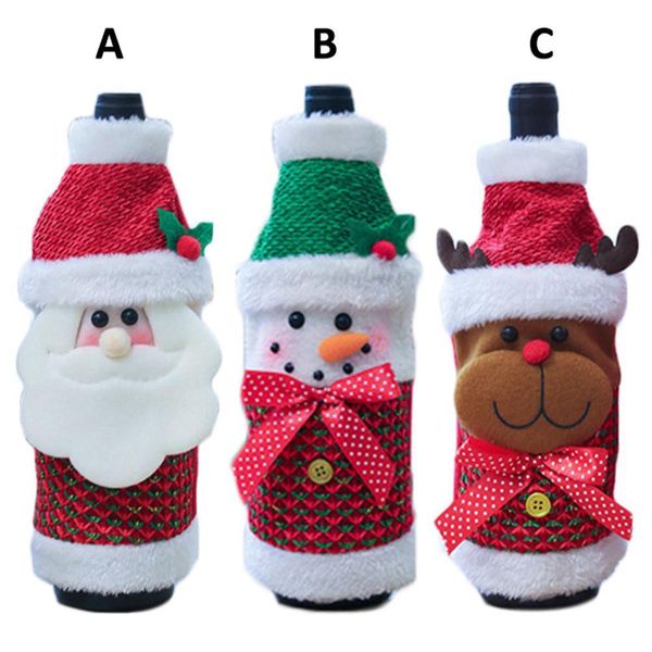 

рождество бутылки вина декор санта-клаус снеговика медведь бутылки крышки бутылки шампанского крышки с hat for new year xmas dinner party jl