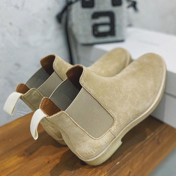 

womens famous designer common ankle projects boots western suede genuine leather women boot khaki flat shoes fashion winter, Black