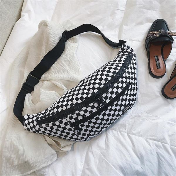 

ccrxrq plaid waist bags women 2020 new canvas handy belt bag fashion fanny pack female travel lady crossbody chest bags
