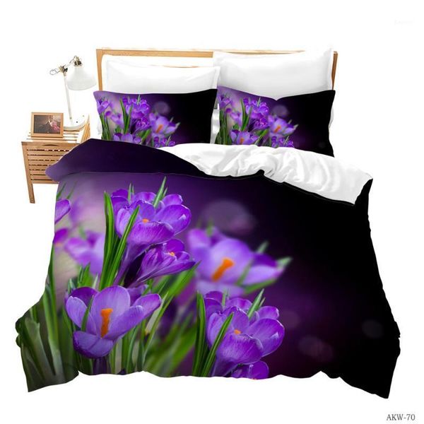 

classic bedding set 3pcs/set 3d rose flower printing pillowcase quilt cover home decor pastoral flat king size comforter set1