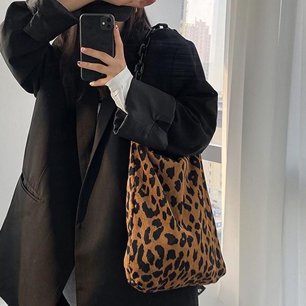 

concerto cross body leopard plush shoulder bags for women's autumn and winter fashion ladies vintage handbags women large capacity mess