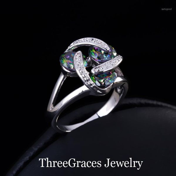 

cluster rings fashion ladies jewelry geometric round shape mystic created crystal big women for holiday gift rg0231, Golden;silver