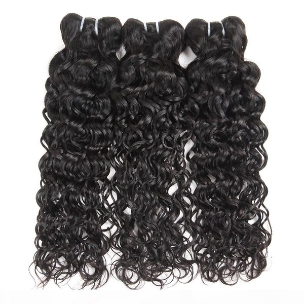 

indian hair body wave deep loose wave malaysian kinky curly brazilian straight human hair bundles weft water wave peruvian hair extensions, Black