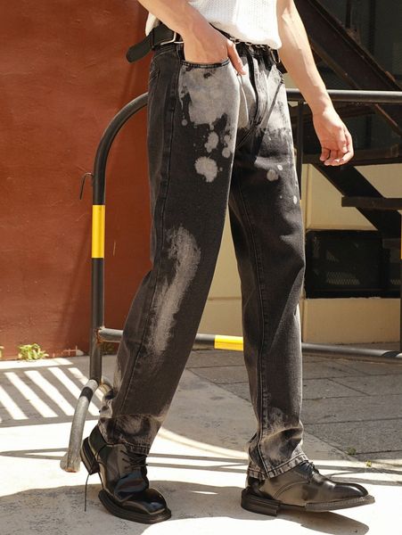 

men straight leg jeans without belt v2kq#, Blue