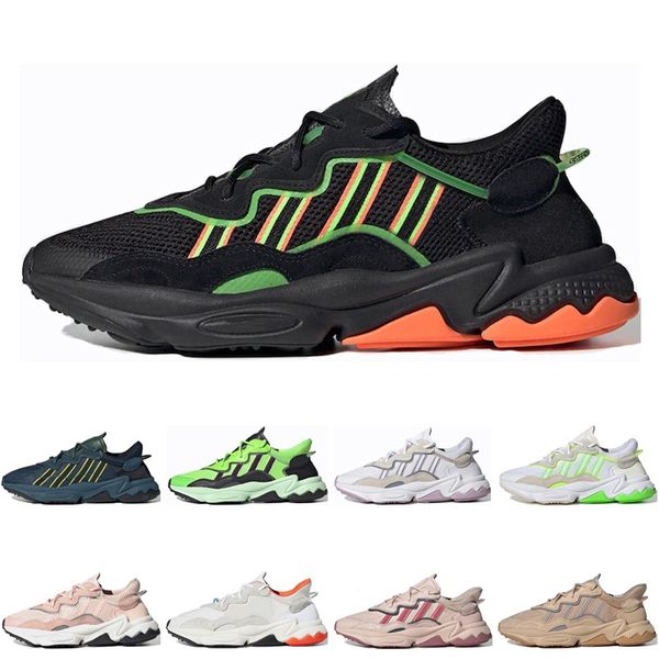 

fresh classic mens ozweego casual womens shoes halloween tones king push neon green cloud pink core black trainer sports shoes size 36-45