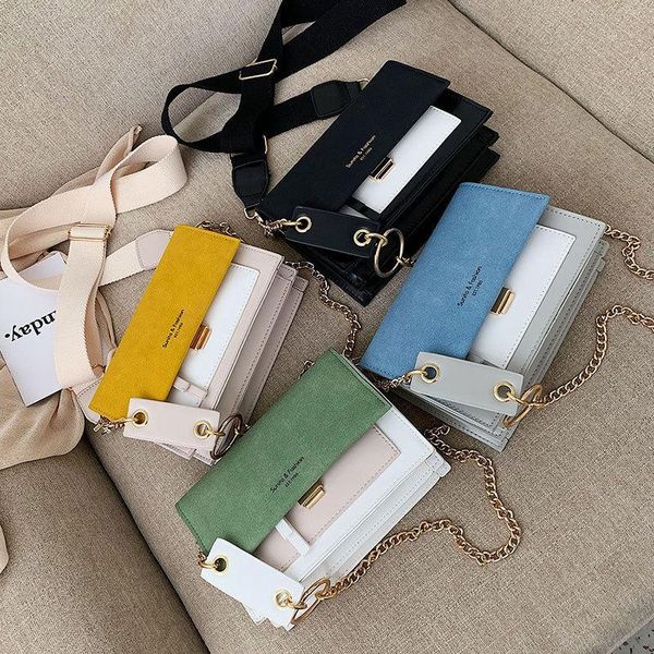 

fashion scrub leather contrast color crossbody bags for women 2020 chain simple shoulder bag ladies purses handbag crossbody bag