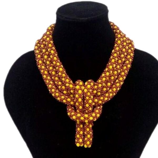 

african beads wedding jewellery sets for women yellow and coffee dubai necklace jewelry set for nigerian 2021 new, Silver