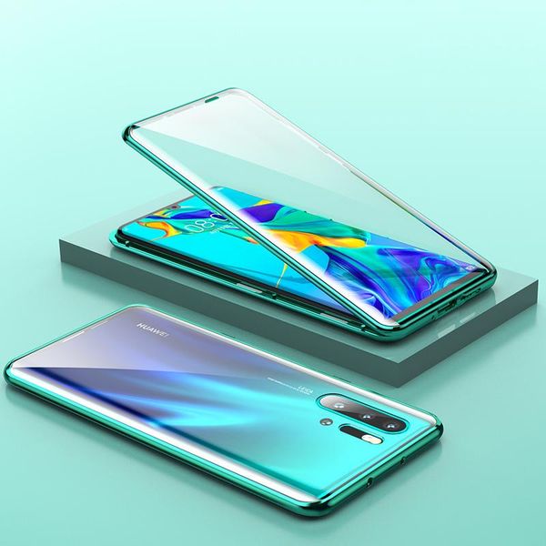 

magnetic adsorption metal case for huaweip30 p40 p20 mate40 20 30 lite pro p40e double sided glass magnet case for honor10 30 h jllawx