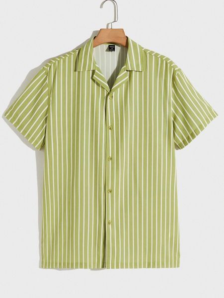 

men striped button through shirt h1zf#, White;black