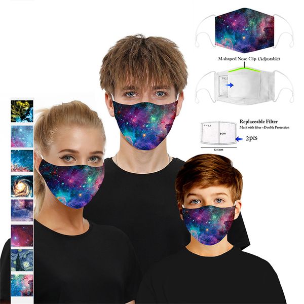 

starry sky face mask fashion face masks adjustable reusable facemask starry sky flower green leaf soft anti dust fog mouth masks