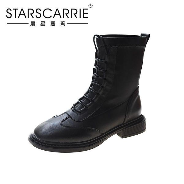 

layer leather thin boots women short tube thin leather boots women's new fall / winter 2020, Black