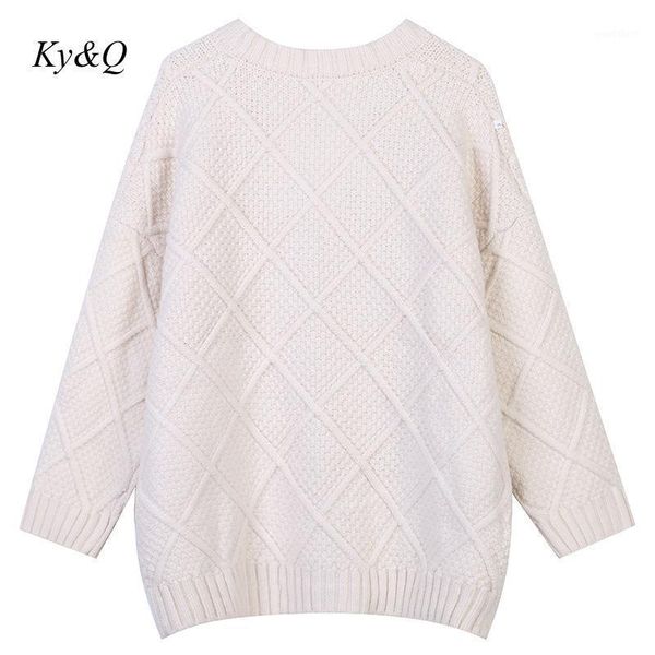 

2020 winter ox horn buckle cardigan sweater apricot v-neck gentle loose women knitted elegant retro button outer wear1, White
