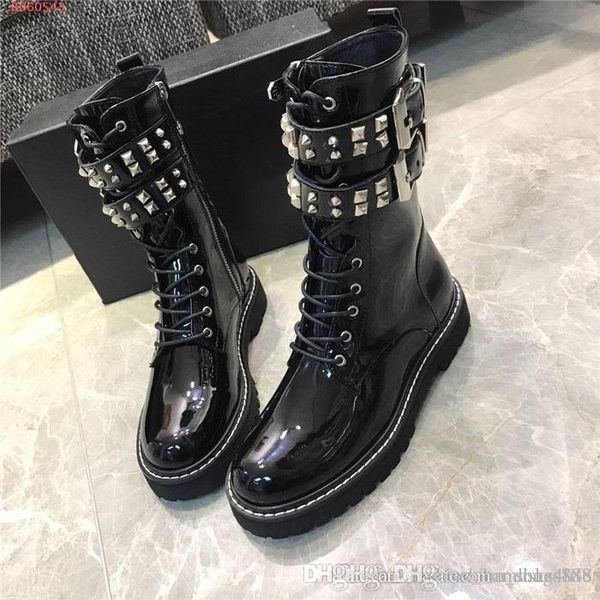 

2020 womens martin boots street style motorcycle ankle boots with non-slip rubber sole knight boots with original box, Black