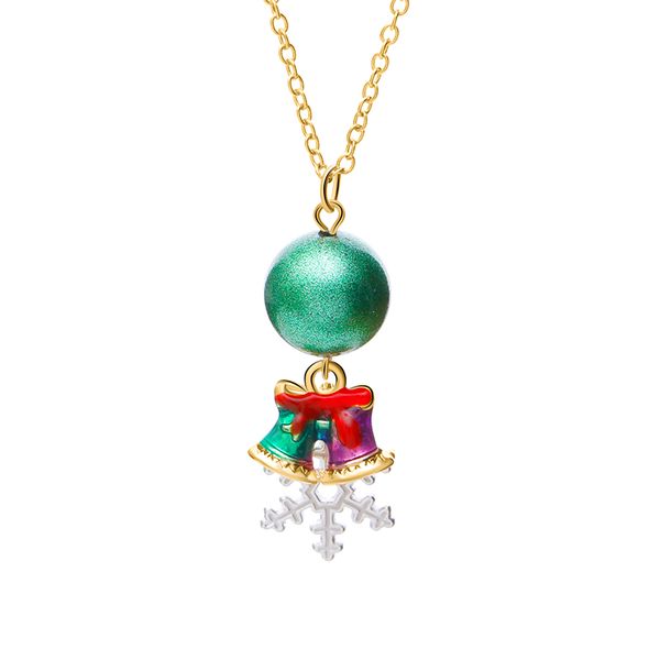 

2019 color personality fashion christmas theme necklace pendant small green ball christmas bell accessories necklace pendant, Silver